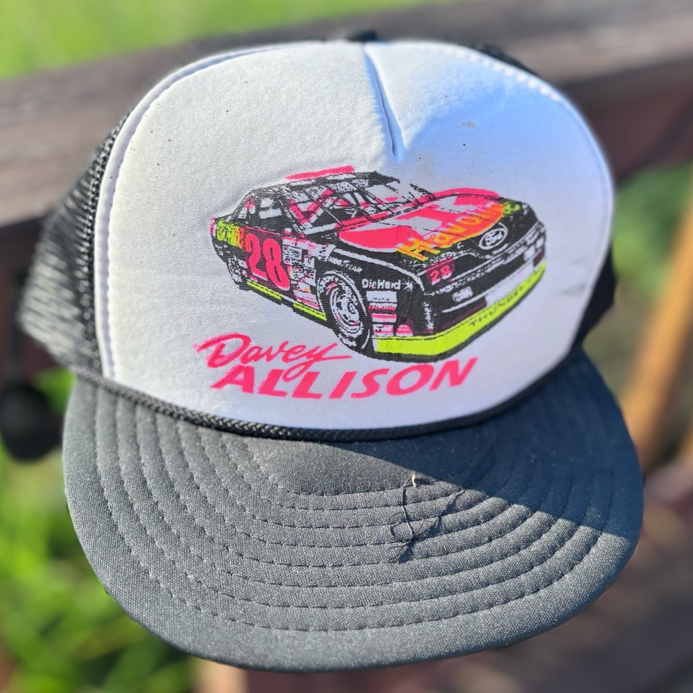 Vintage Davey Allison Nascar Hat SnapBack Mesh Trucker Havoline Racing Cap